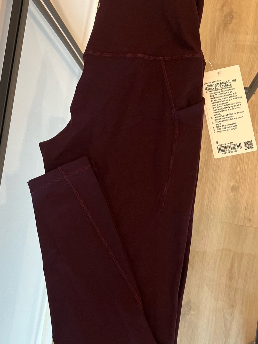 NWT lululemon Align™ High-Rise Pant 28” with Pockets | Size 8 | Burgundy